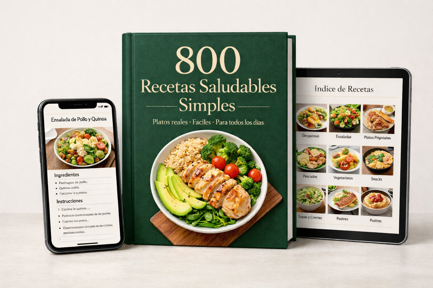 Ebook 800 recetas saludables simples + Bonos Exclusivos